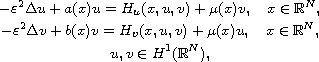 $$\displaylines{
 -\varepsilon^2\Delta u+a(x) u=H_{u}(x, u, v)+\mu(x) v, \quad
 x\in \mathbb{R}^N,\cr
 -\varepsilon^2\Delta v+b(x) v=H_{v}(x, u, v)+\mu(x) u, \quad
 x\in \mathbb{R}^N,\cr
 u,v\in H^1(\mathbb{R}^N),
 }$$