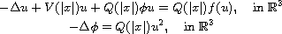 $$\displaylines{
 -\Delta u +V(|x|)u +Q(|x|)\phi u=Q(|x|) f(u),\quad \hbox{in } \mathbb{R}^3\cr
 -\Delta \phi =Q(|x|) u^{2}, \quad \hbox{in } \mathbb{R}^3
 }$$